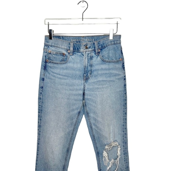 American Eagle 90s Skinny Light Wash Women’s Distressed Cutoff Jean Sz 6 Long - Picture 2 of 11